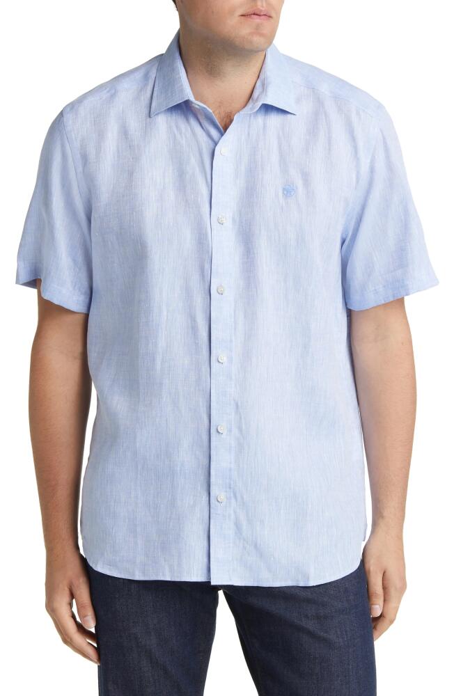 NORTH SAILS Short Sleeve Linen Button-Up Shirt in Light Blue Cover