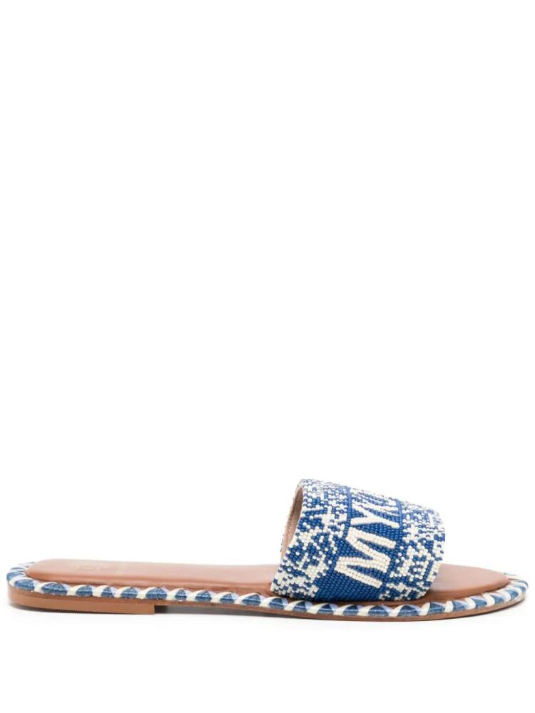 DE SIENA SHOES Mykonos beaded leather sandals - Blue Cover