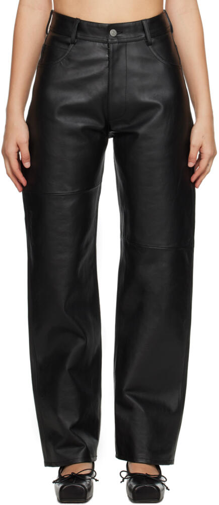 MM6 Maison Margiela Black Paneled Leather Pants Cover