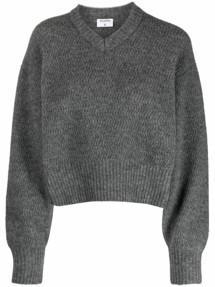 Filippa K chevron-knit V-neck wool jumper - Grey Cover