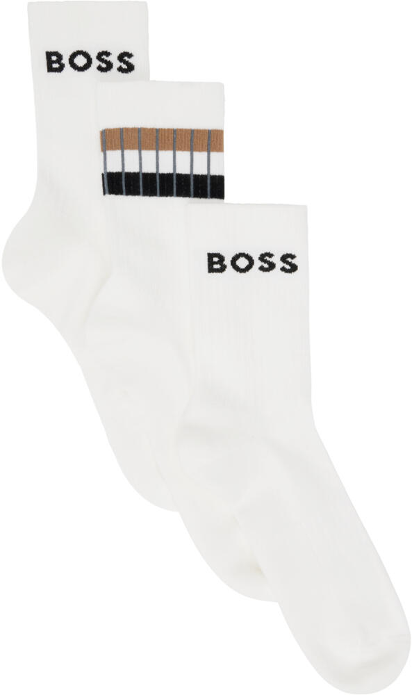 BOSS Three-Pack White Socks Cover