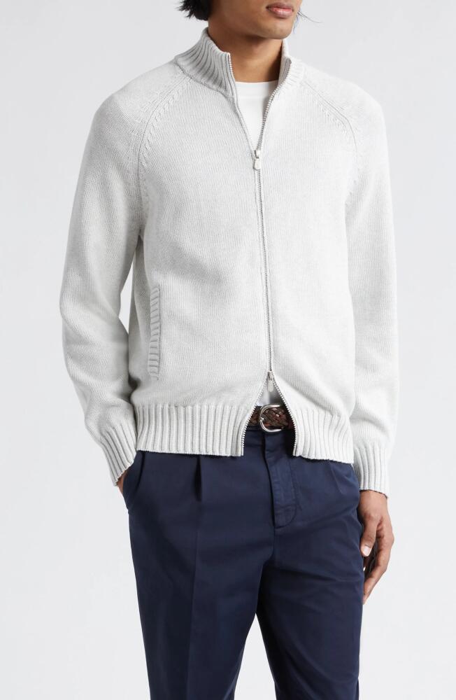 Brunello Cucinelli Cotton Zip Cardigan in Nebbia Cover