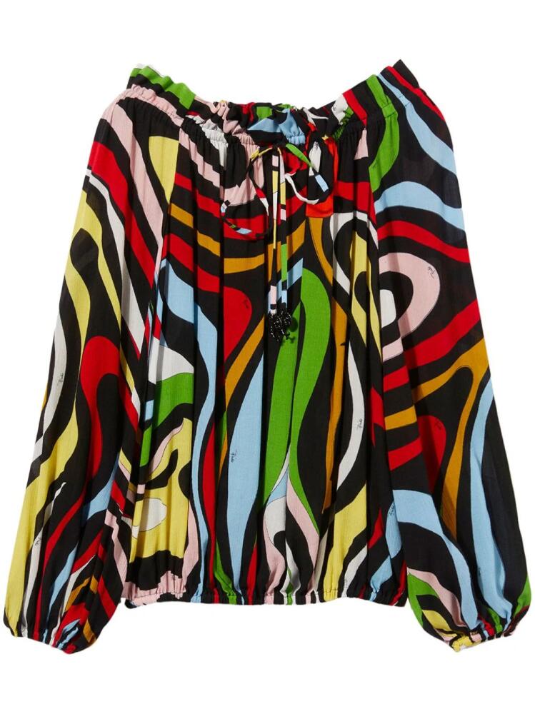 PUCCI abstract-print off-shoulder blouse - Black Cover