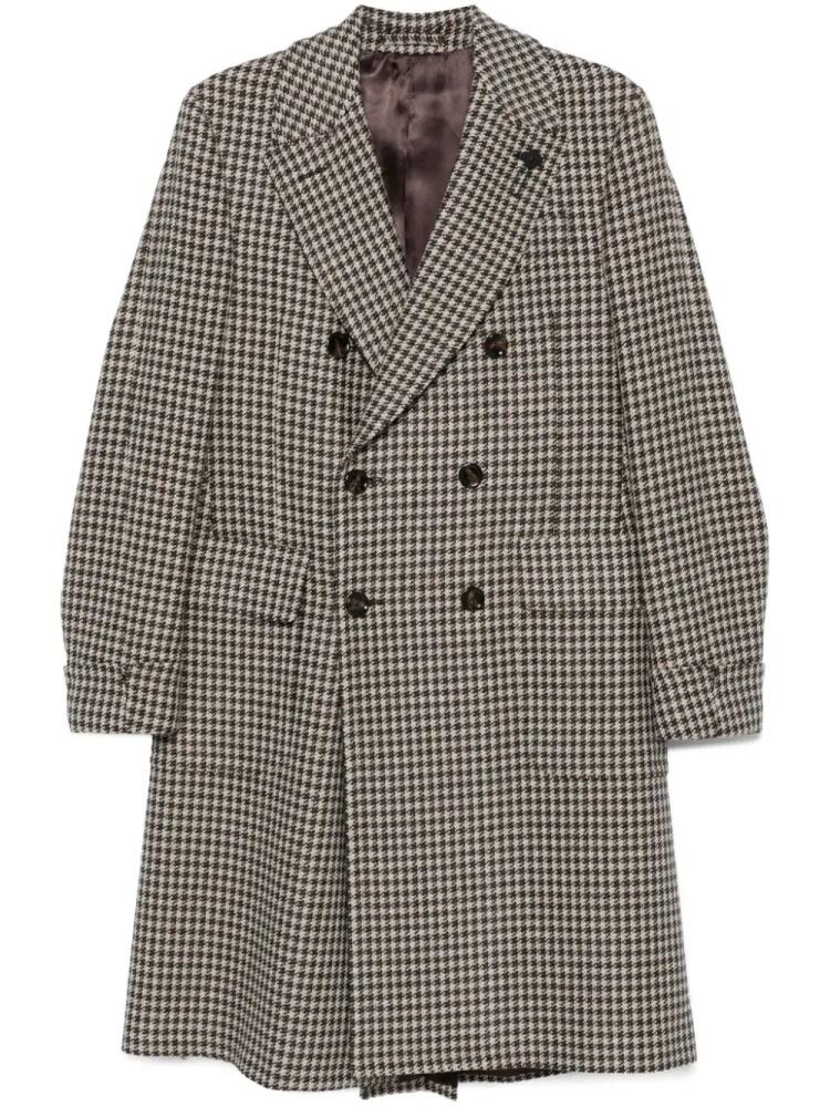 Lardini houndstooth-pattern coat - Neutrals Cover