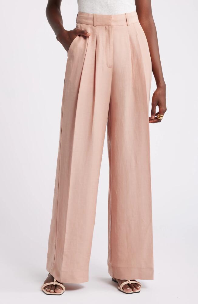 Nordstrom Pleated Wide Leg Pants in Beige Tuscany Cover