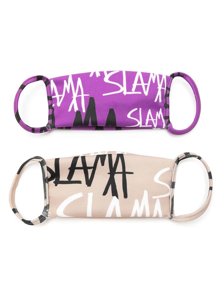 Amir Slama logo-print face mask (set of two) - Purple Cover