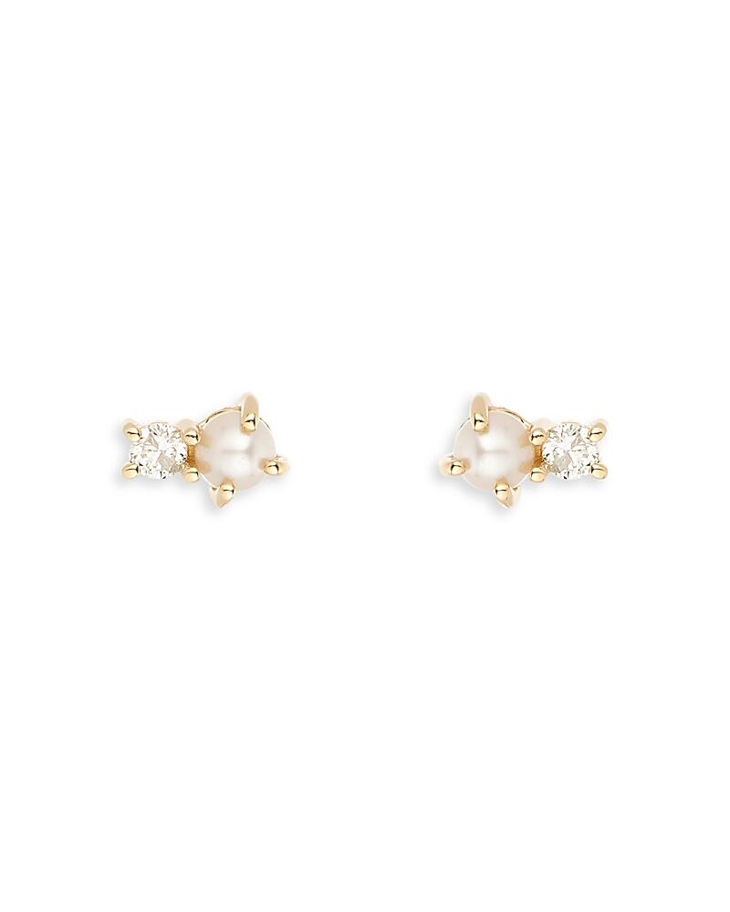 Adina Reyter 14K Yellow Gold Cultured Freshwater Pearl & Diamond Amigos Stud Earrings Cover