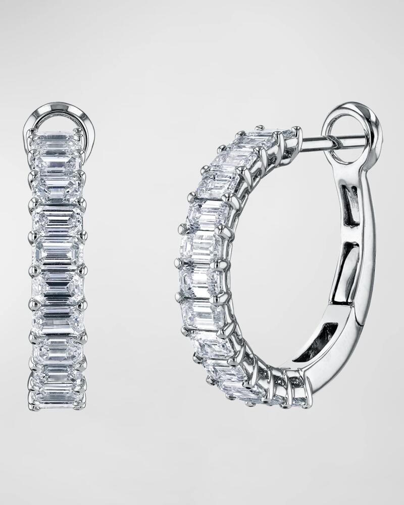 Neiman Marcus Diamonds Emerald-Cut Diamond Halfway Huggie Hoop Earrings, 7tcw Cover