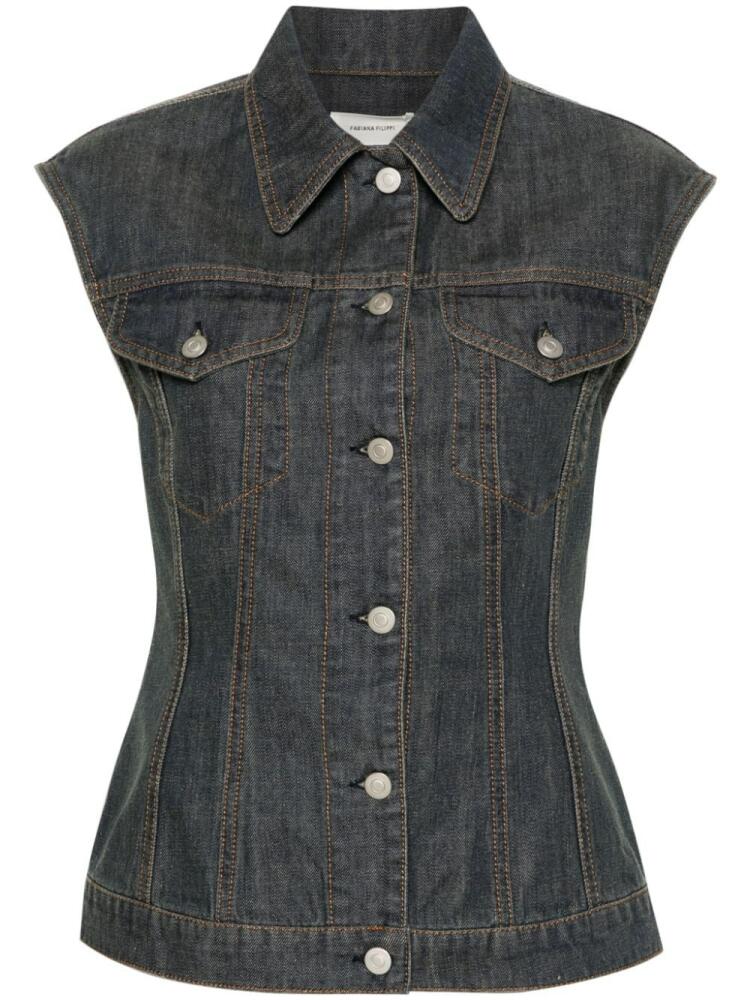 Fabiana Filippi button-up denim gilet - Grey Cover