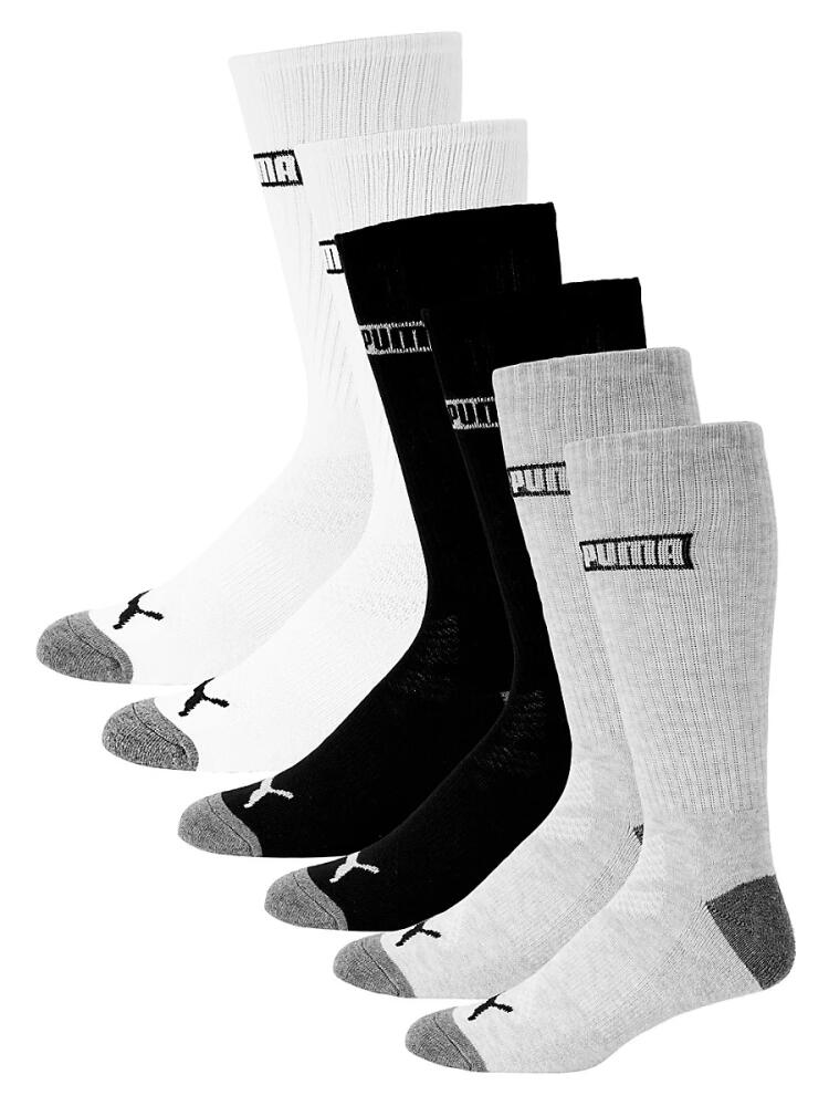 Puma Men's 6-Pack Assorted Logo Crew Socks - Grey Multicolor Cover