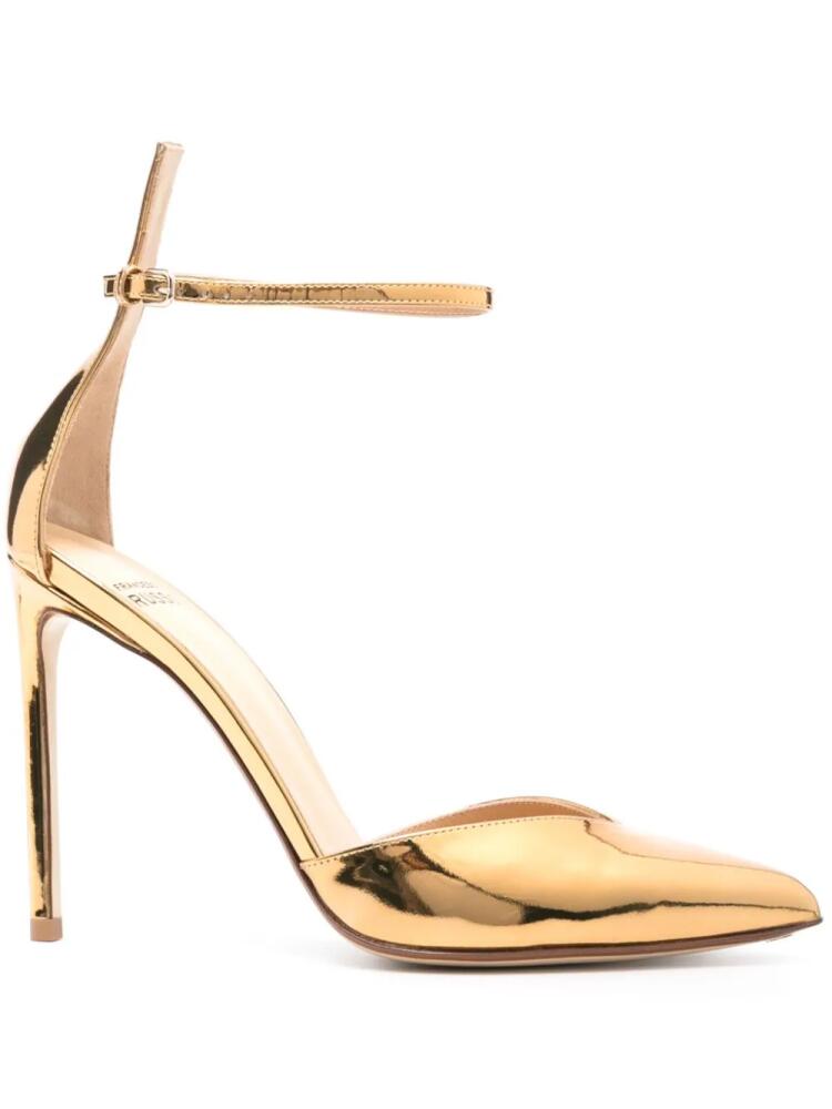 Francesco Russo 105mm metallic-effect leather pumps - Gold Cover