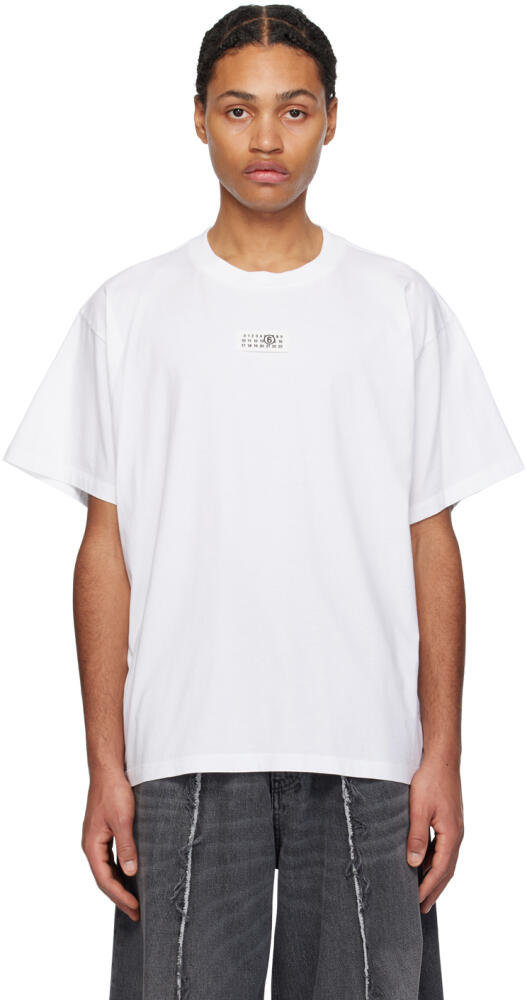 MM6 Maison Margiela White Numeric Signature T-Shirt Cover