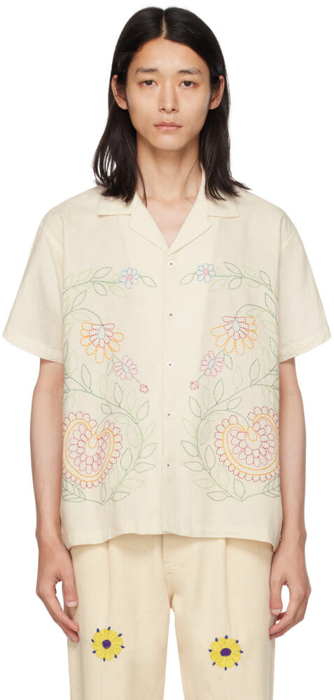 HARAGO Off-White Embroidered Shirt Cover