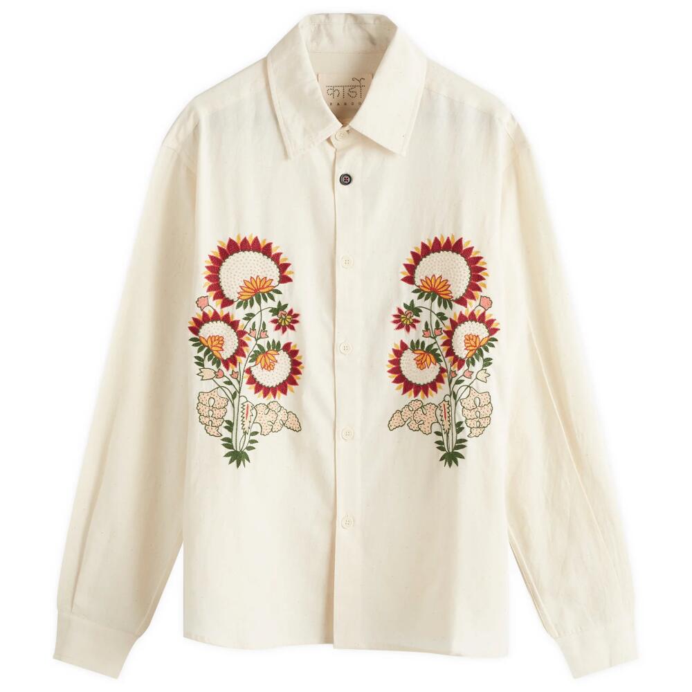 Kardo Men's Luis Hand Embroidered Shirt in Natural Cover