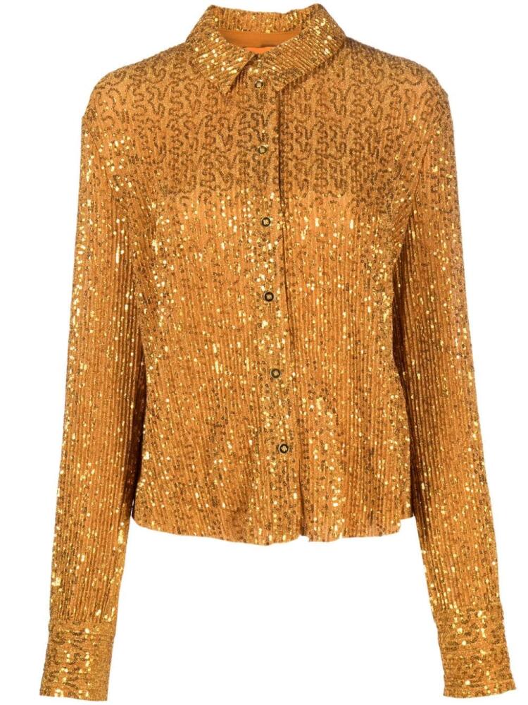 Stine Goya sequin-embellished button-up shirt - Gold Cover