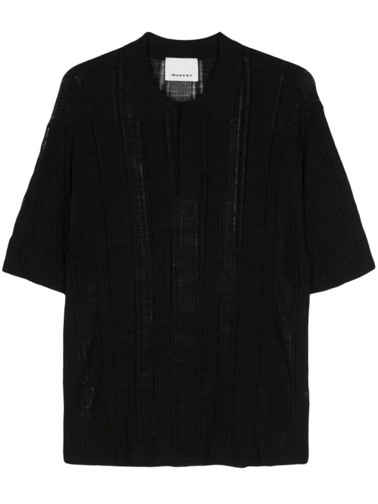 MARANT Dickens open-knit polo shirt - Black Cover