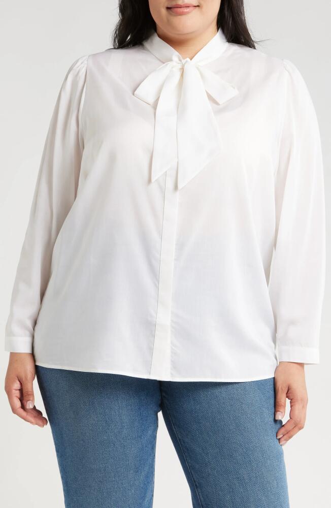 HARSHMAN Aveline Tie Neck Button-Up Shirt in Ivory Cover