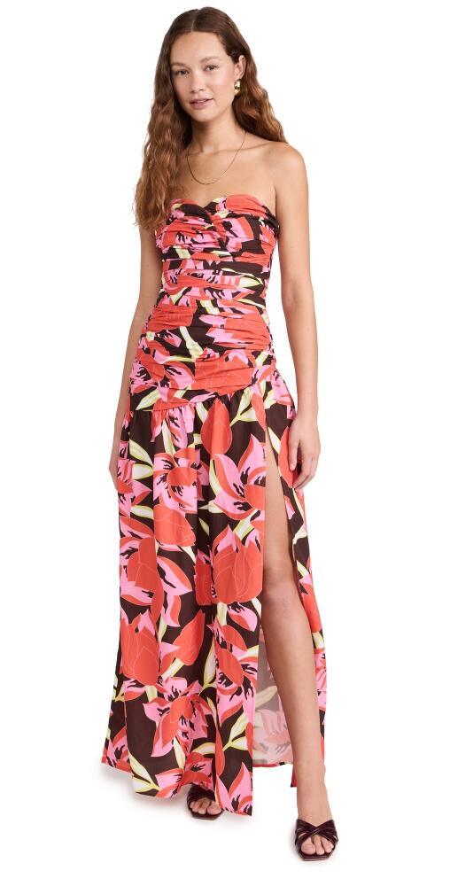 The Wolf Gang Dolcie Strapless Maxi Dress Rojo Print Cover