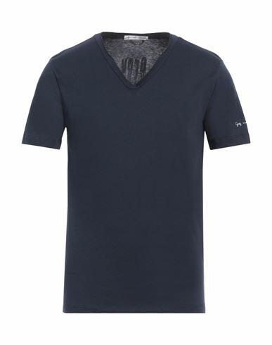 Grey Daniele Alessandrini Man T-shirt Midnight blue Cotton Cover