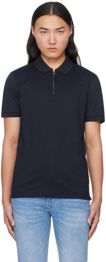 BOSS Navy Striped Polo Cover