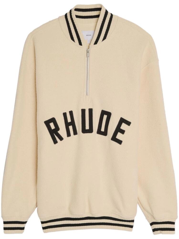 RHUDE Varsity half-zip sweatshirt - Neutrals Cover