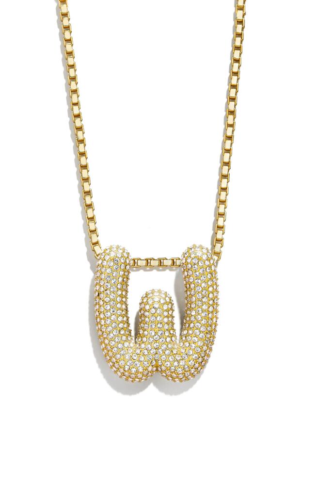 BaubleBar Pavé Crystal Bubble Initial Pendant Necklace in Gold W Cover