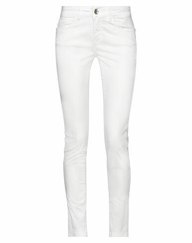 Relish Woman Pants White Cotton, Elastane Cover