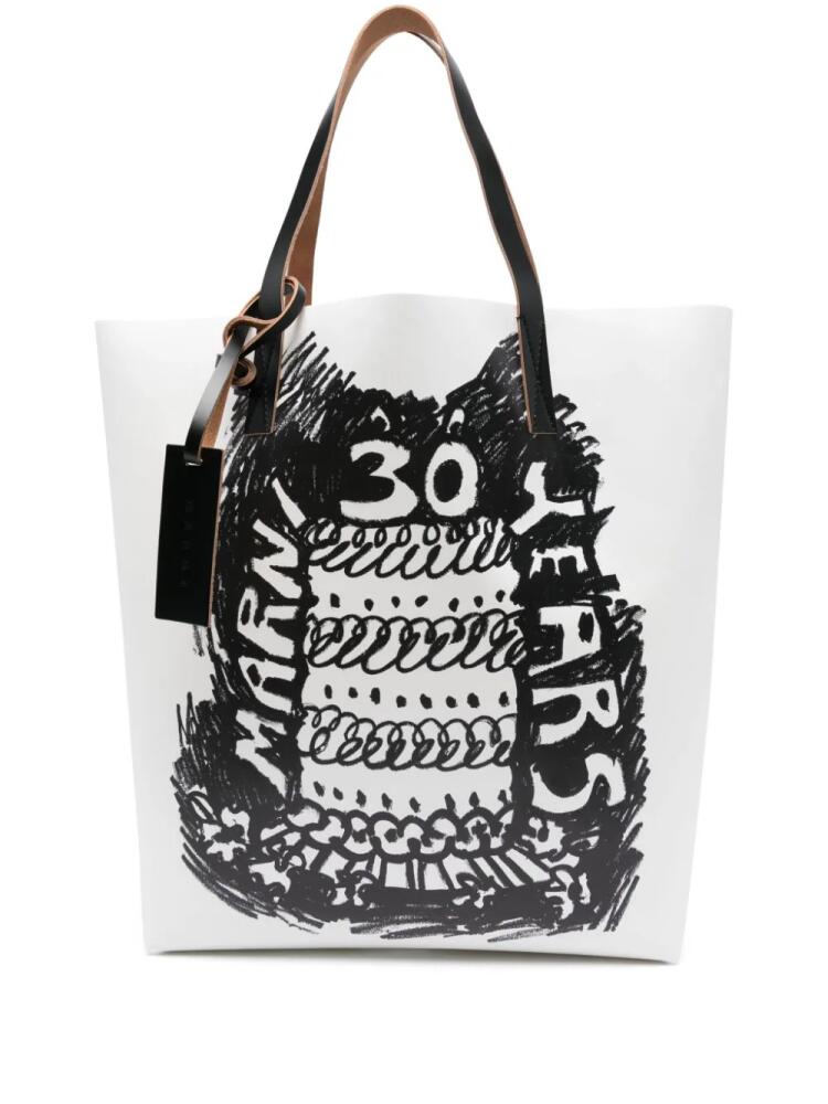 Marni logo-print tote bag - White Cover