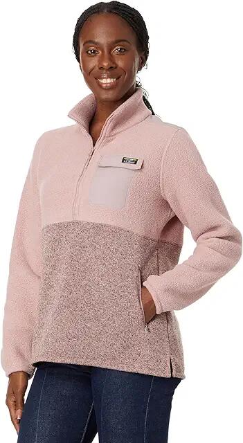 L.L.Bean Petite Sweater Fleece Sherpa Hybrid Color-Block (Tawny Rose) Women's Clothing Cover