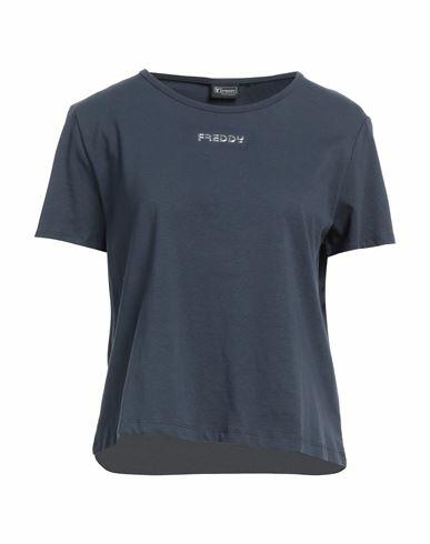 Freddy Woman T-shirt Navy blue Cotton, Elastane Cover