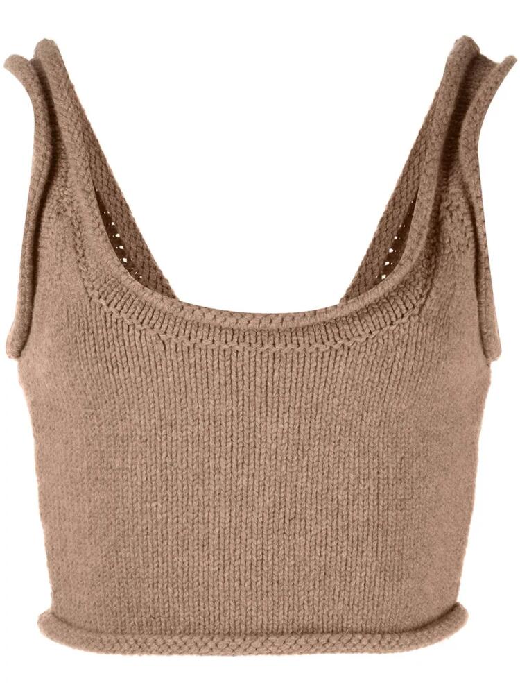 Alexander Wang COMPACT KNIT TANK BRA WITH JERSEY ROLL TRIMS - Brown Cover