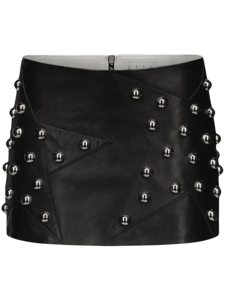 AREA star-stud embellished leather miniskirt - Black Cover