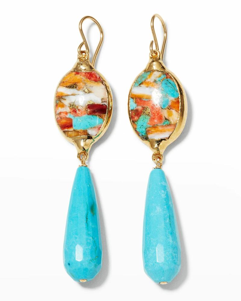 Devon Leigh Spiny Oyster and Turquoise in Gold Foil Drop Earrings Cover