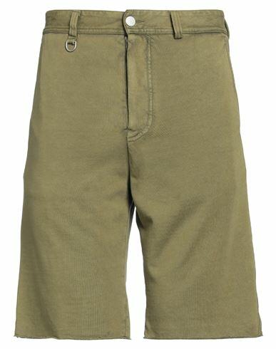 Paolo Pecora Man Shorts & Bermuda Shorts Military green Cotton, Elastane Cover