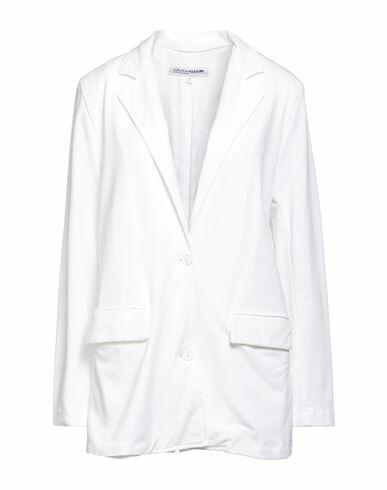 European Culture Woman Blazer White Cotton, Viscose, Elastane Cover