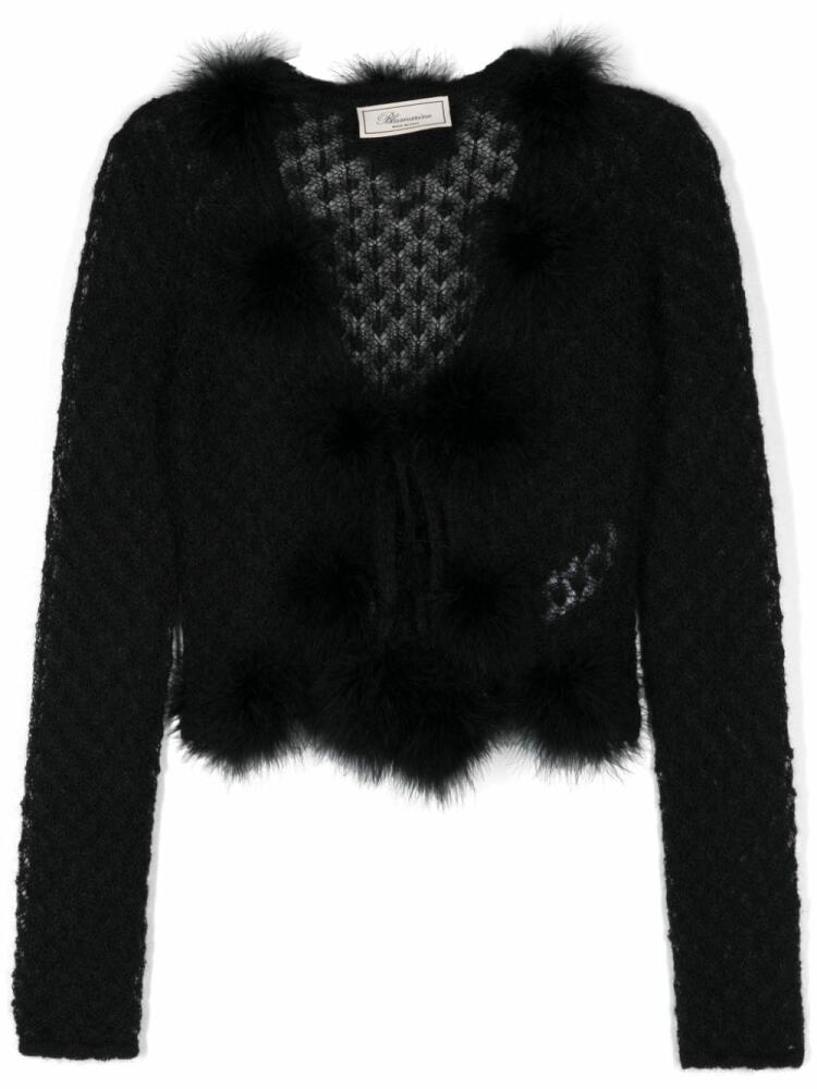 Blumarine feather-detail cardigan - Black Cover