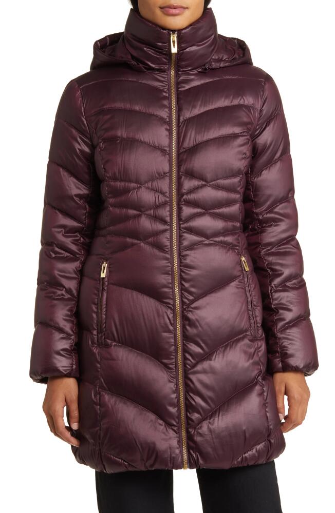 Via Spiga Quilted Puffer Jacket with Removable Hood in Burgundy Cover