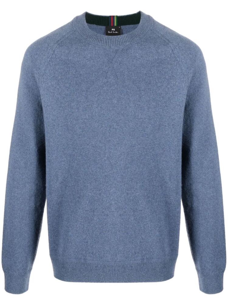 PS Paul Smith mélange-effect merino wool crew-neck jumper - Blue Cover