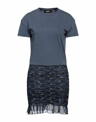 Desigual Woman Mini dress Slate blue Cotton, Polyester, Elastane Cover