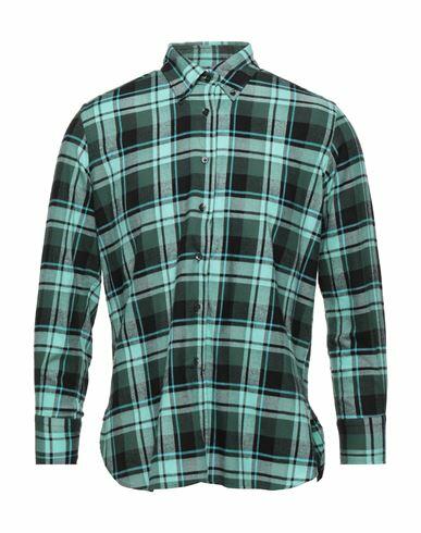 Bagutta Man Shirt Green Polyester, Cotton Cover