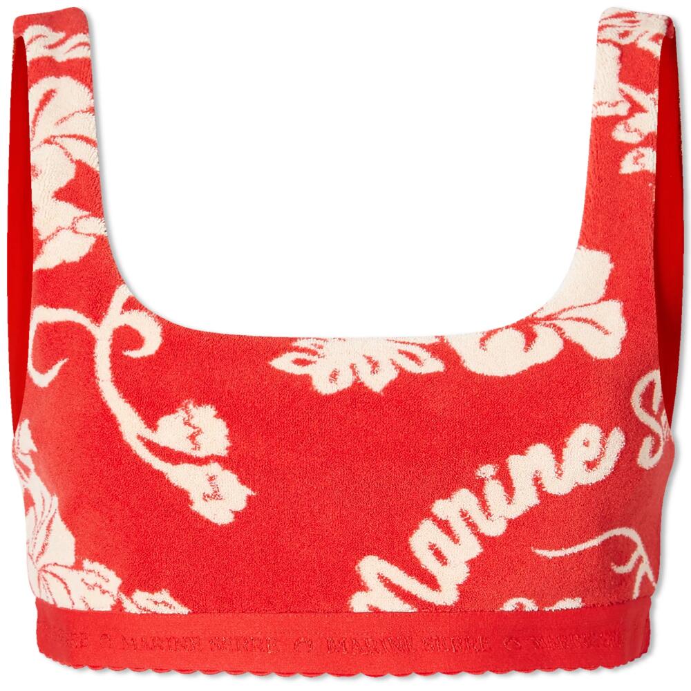 Marine Serre Women's Jersey Jacquard Cropped Bralet Top in Red Cover