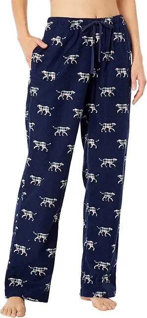 L.L.Bean Bean's Flannel Pants Print (Bright Navy Plaid Dog) Women's Clothing Cover