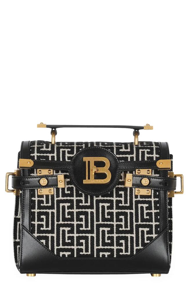 Balmain B-Buzz 23 Monogram Jacquard Top Handle Bag in Ivory/Black Cover