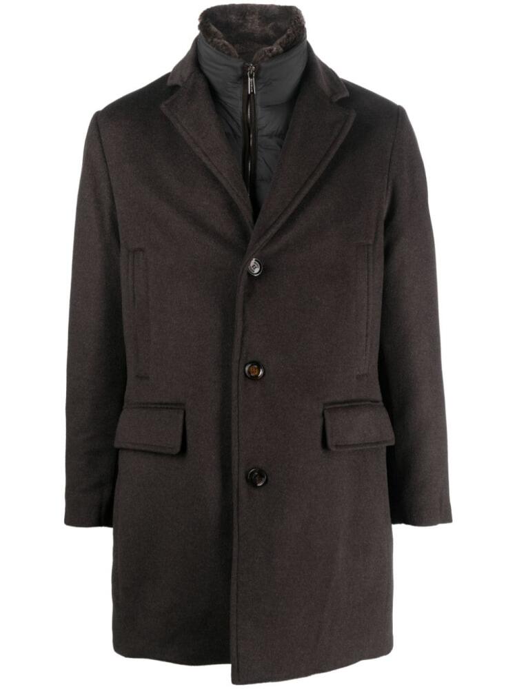 Moorer single-breasted notched coat - Brown Cover