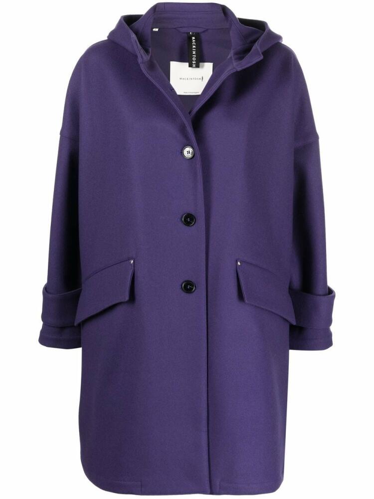 Mackintosh HUMBIE HOOD wool overcoat - Purple Cover