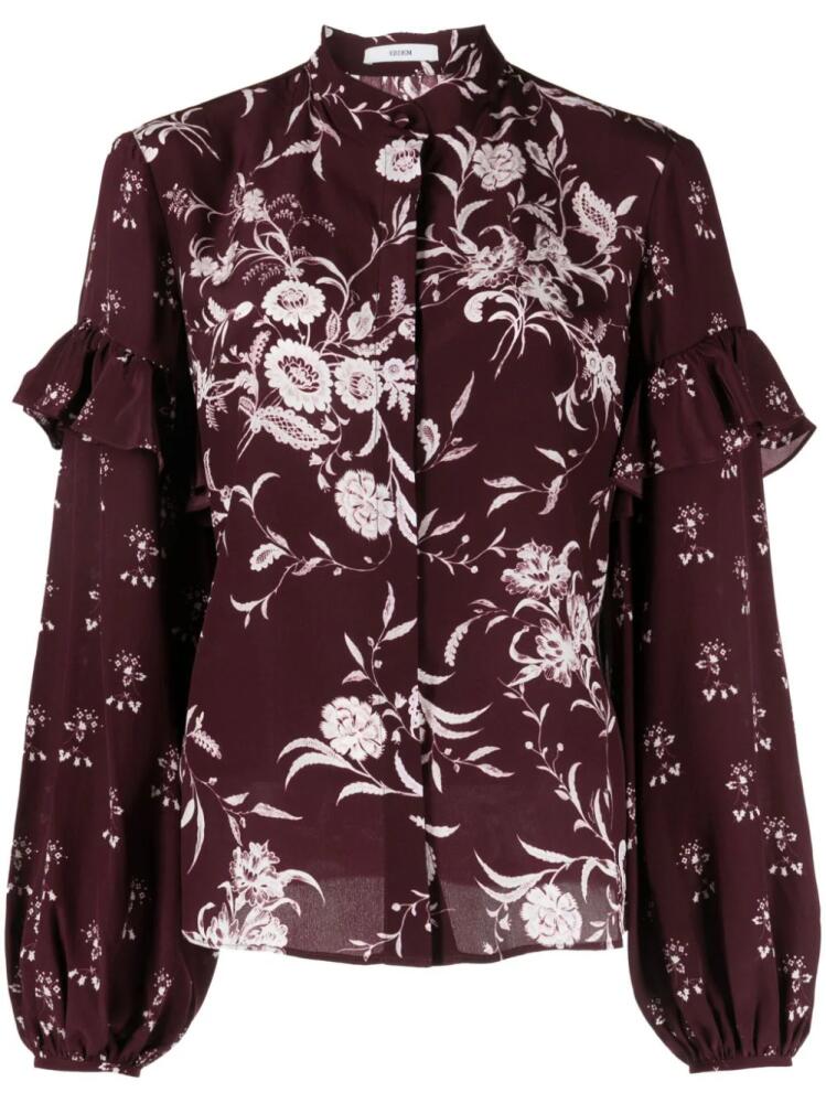 ERDEM floral-print ruffled silk blouse - Red Cover