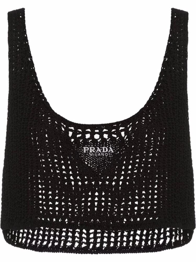 Prada openwork crop top - Black Cover