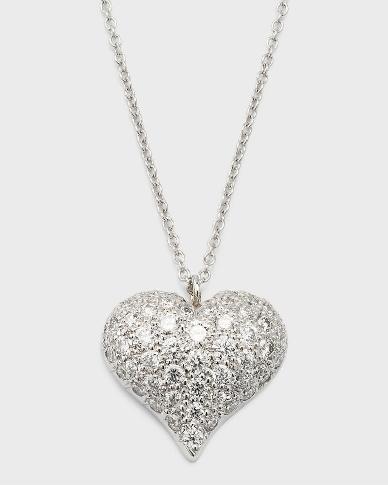 NM Estate Estate Platinum 63 Diamond Puff Heart Pendant Necklace Cover