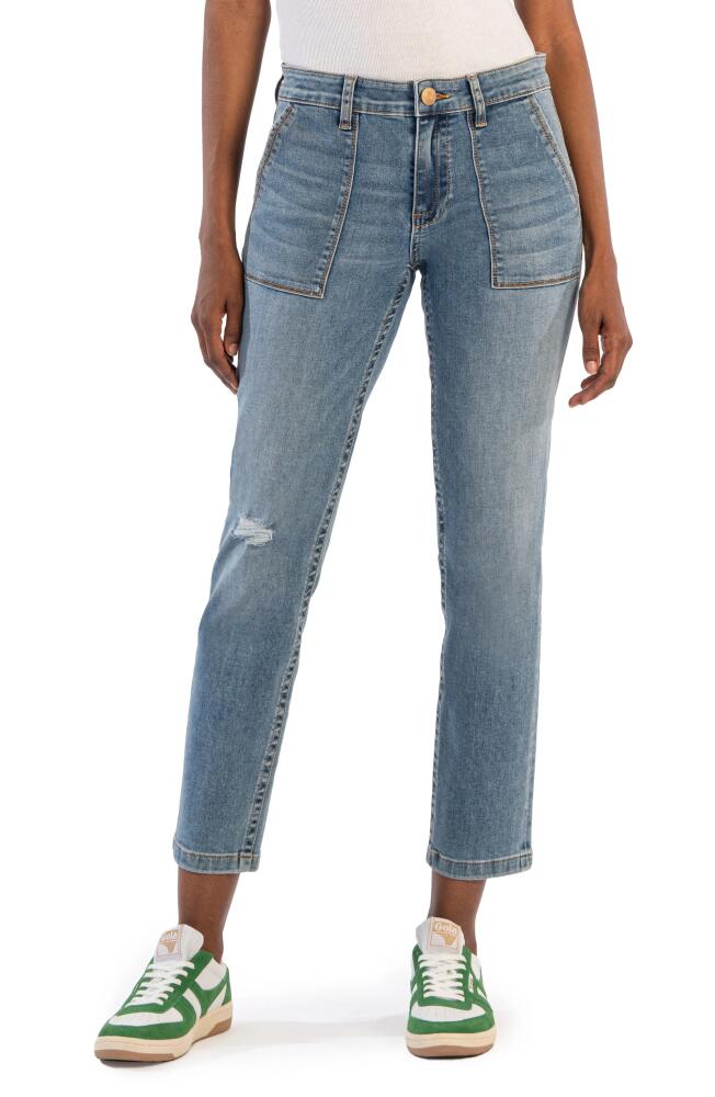 KUT from the Kloth Stevie Mid Rise Straight Leg Jeans in Streamlined Cover