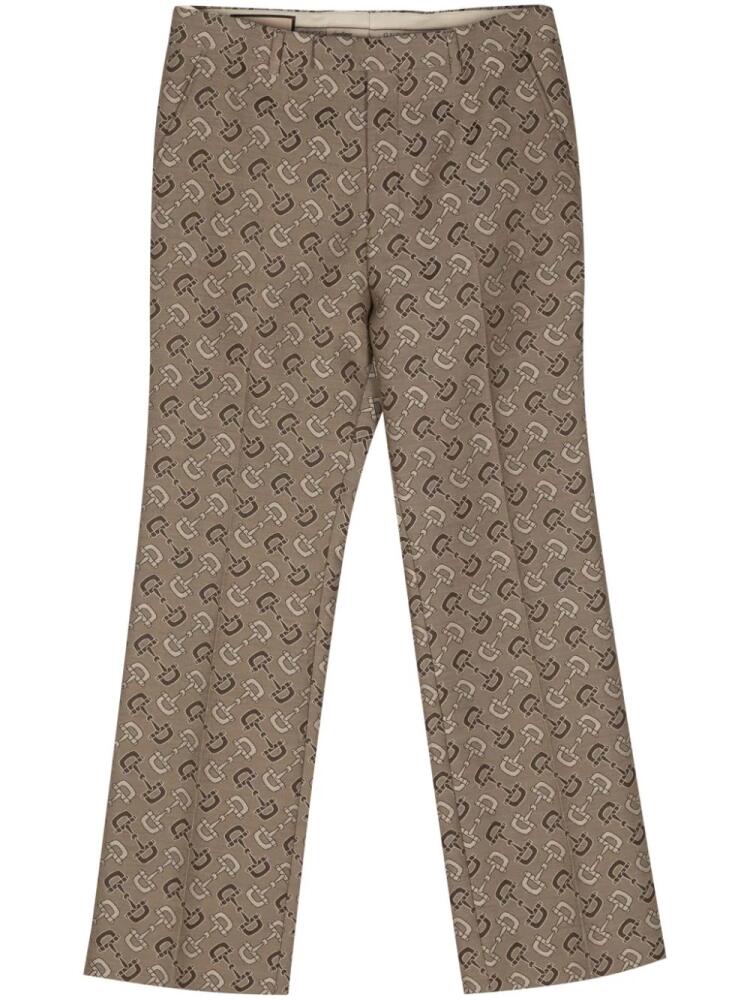 Gucci Horsebit-jacquard straight trousers - Brown Cover